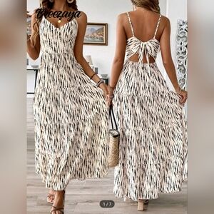 Black and Beige Maxi Dress